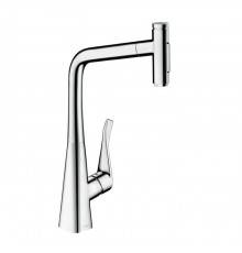 Hansgrohe Metris M71 Смеситель для кухни, на 1 отв, поворотный излив: 23.5см с вытяжным душем, 2jet, h: 33.3см, sBox, цвет: хром. 73816000