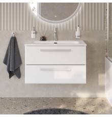Тумба с раковиной Cezares Eco Cer-N 80, bianco lucido, раковина Eco 80, ручки сатин