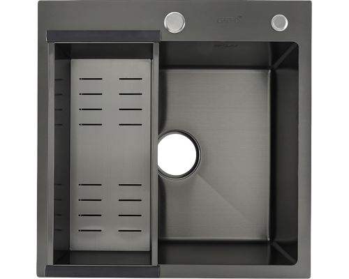 Мойка кухонная Gappo GS5050-6 с коландером, графит