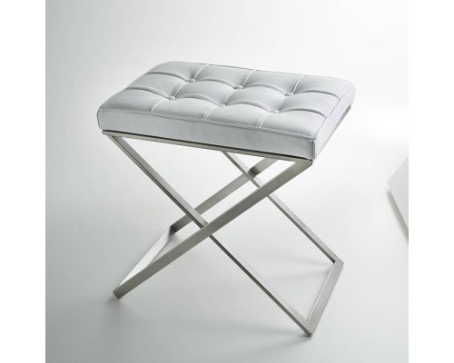 3SC LinoLone Стул с сиденьем из кожи со стежкой 50хh50х36 см, цвет: белая кожа/никель сатинированный матовый. LONE-C/NX/01