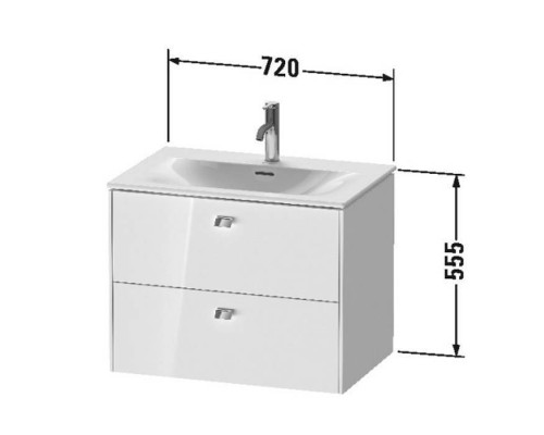 Duravit Brioso База подвесная 72x47.9x55.5см с раковиной, 2 ящика, цвет: глянцевый белый. BR431102222,  23447300001