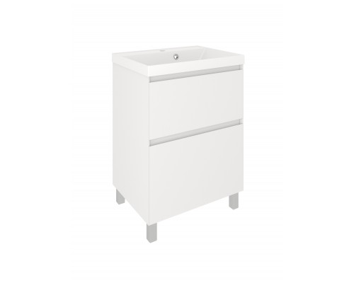 Тумба с раковиной Aqua de Marco Astra 60 напольная, глянцевая белая, с органайзером