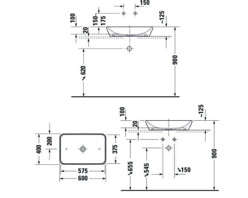 Duravit D-Neo Раковина 60х40см., без перелива, без отв., цвет: белый. 2397600070 Duravit D-Neo Раковина 60х40см., без перелива, без отв., цвет: белый. 2397600070