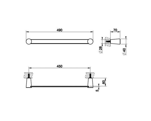 Gessi Cono Полотенцедержатель 45см., цвет: Black Metal Brushed PVD. 45500#707