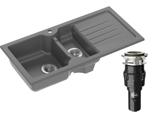 Комплект Мойка кухонная Domaci Сиена 54100-112 антрацит + Измельчитель Равенна Vento 375