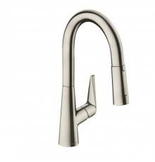 Hansgrohe Talis M51 Смеситель для кухни, на 1 отв однорычажный, поворотный излив 18.5см с вытяжным душем, 2jet, h15.2см, цвет: нержавейка. 72815800