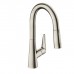 Hansgrohe Talis M51 Смеситель для кухни, на 1 отв однорычажный, поворотный излив 18.5см с вытяжным душем, 2jet, h15.2см, цвет: нержавейка. 72815800