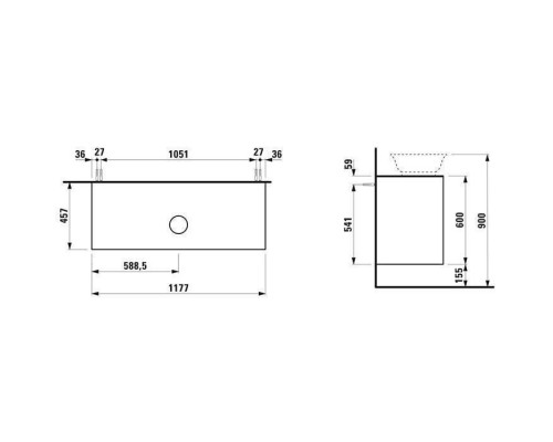 Laufen New Classic Тумба с раковиной, 117.5x45.5x60см, 2 ящика, напольный, цвет: черный дуб. 4.0602.2.085.628.1,  8.1285.2.757.112.1