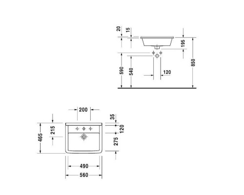 Duravit  Starck III Раковина 56x46 см, 1 отв., цвет: белый. 0302560000
