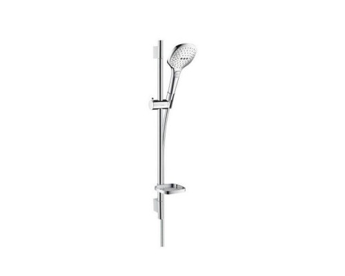 Hansgrohe Raindance Select E Душевой набор: штанга 65см, ручной душ 120, 3jet (Rain, RainAir, WhirlAir), мыльница, шланг, цвет: белый/хром. 26620400 Hansgrohe Raindance Select E Душевой набор: штанга 65см, ручной душ 120, 3jet (Rain, RainAir, WhirlAir), мыльница, шланг, цвет: белый/хром. 26620400