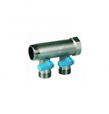 Коллектор Henco 1  с синими шаровыми кранами 2 выхода 3/4  под евроконус. VB060502-BLAUW