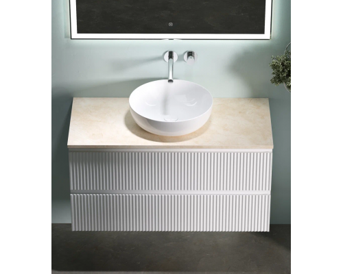 Тумба с раковиной Sancos Snob R 100 см, bianco, столешница бежевая, раковина CN5024