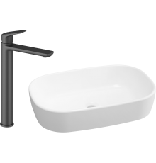 Комплект Раковина Lavinia Boho Bathroom Sink 33311002 + Смеситель Wellsee ICON! for life 182307000 матовый черный