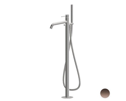 Newform X-STEEL 316 Смеситель для ванны напольный, излив 243 мм, в компл: руч. душ, шланг, без встр. части, цвет: PVD Brushed copper bronz. 69684EX.59.067 Newform X-STEEL 316 Смеситель для ванны напольный, излив 243 мм, в компл: руч. душ, шланг, без встр. части, цвет: PVD Brushed copper bronz. 69684EX.59.067