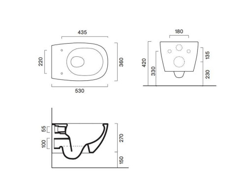 Catalano Alvea Унитаз подвесной 53х36см., безободковый, цвет: белый глянцевый. 0611530001,  9056060000