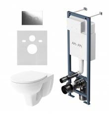 Комплект Унитаз подвесной Damixa Jupiter DX77C1738SC с микролифтом + Инсталляция AM.PM ErgoFit I012711.0151 с кнопкой ErgoFit L хром глянец