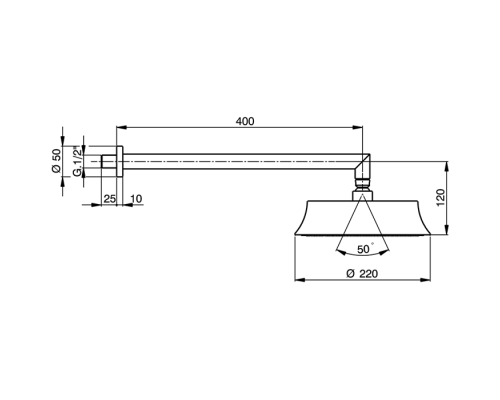 CISAL Cherie Верхний душ d=220мм, L400, для настенного крепления, цвет: золото. DS01360024