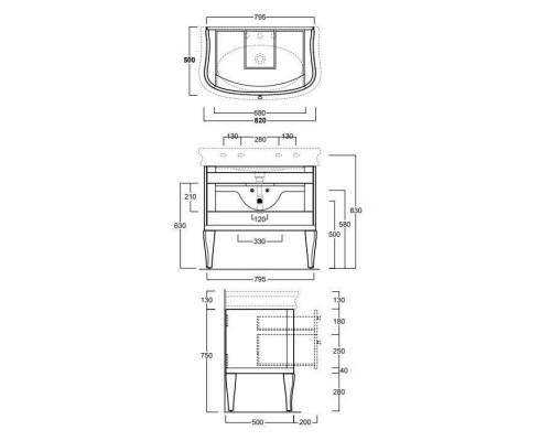 SIMAS Lante Комплект мебели, Тумба с двумя ящиками, раковиной, 90см, напольный, цвет: черный. LAM90 nero,  LA11bi*1