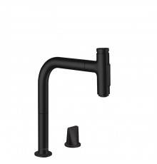Hansgrohe Metris Select Кухонный смеситель 200, на 2 отв, с вытяжным изливом 2jet, цвет: черный матовый. 73818670