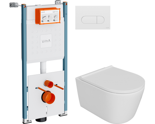 Комплект Унитаз подвесной DIWO Архангельск 0800 + Инсталляция VitrA V-Fix Core 732-5800-01PV + Кнопка Root Round 740-2200 белая глянцевая