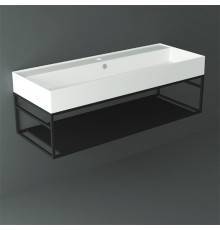 Simas Agile Структура металлическая 121x46xh28см, подвесная, для раковины с 1 отв., AG121, с 1 полкой, цвет: черный матовый. AGSS121