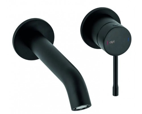 Alpi Blue BU95876NE/17 cмеситель для раковины на 2 отв. излив 170мм настенный matt black BU95876NE/17