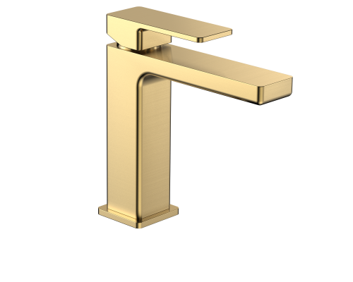 AQM6810BG Savona Смеситель для раковины 125мм, гладкий, подводка ½ золото шлифованное AQM6810BG