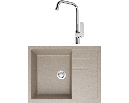 Комплект Мойка кухонная Domaci Болонья М-151-004 песочная + Смеситель STWORKI