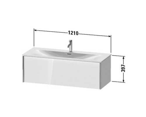 Duravit XViu Тумба подвесная 121x48x39.7см, с раковиной, 1 ящик, цвет: walnut dark/черный матовый. 2344120000,  XV40360B221