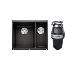 Комплект Мойка Blanco Subline 340/160-U черная, левая + Измельчитель KUCHENSTERN Muhle 350MU35