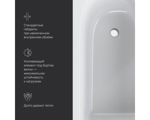 W72A-150-070W-A2 Ванна акриловая 150х70 см W72A-150-070W-A2 Ванна акриловая 150х70 см