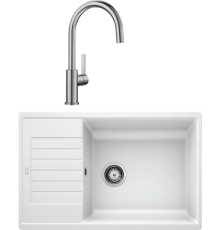 Комплект Мойка кухонная Blanco Zia XL 6S Compact 523277 белая + Смеситель Candor 523120