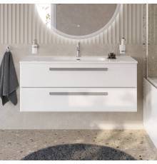 Тумба с раковиной Cezares Eco Cer-N 120, bianco opaco, раковина Duet 120, ручки серые