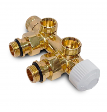 Узел нижнего подключения термостатический SR Rubinetterie угловой 1/2 х3/4 Е Золото (правый) 0684-1500D0E0