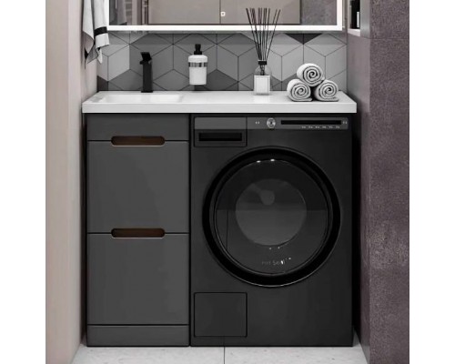 Тумба под раковину SanStar Darko 40 напольная, под стиральную машину, дуб вотан, графит софт