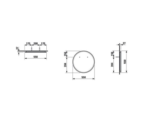 Laufen Frame 25 Зеркало 55см., подвесное, круглое, с LED-подсветкой. 4.4743.1.900.144.1