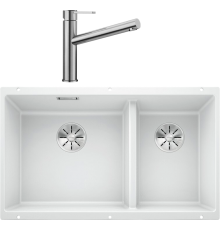 Комплект Мойка кухонная Blanco Subline 430/270-U белая + Смеситель Ambis Ambis 523118