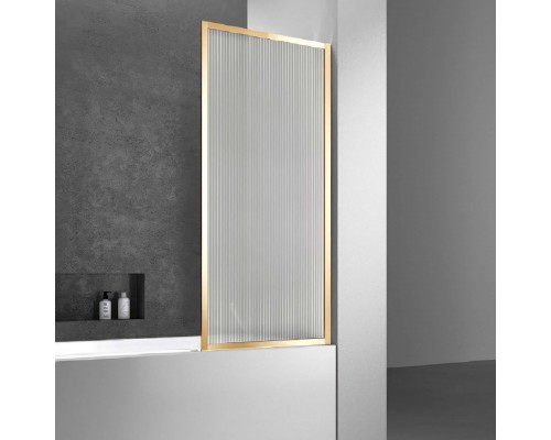 Шторка на ванну Vincea VSB-41700FLG 70 см, профиль брашированное золото, стекло рифленое