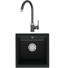 Комплект Мойка кухонная Point Бату 45 черная + Смеситель PN3101 черный