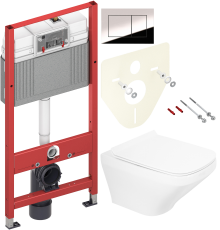 Комплект Унитаз подвесной BelBagno Sela BB3201CHR белый + Крышка BB3201SC белая + Инсталляция TECE Now 9400412 4 в 1 с кнопкой смыва