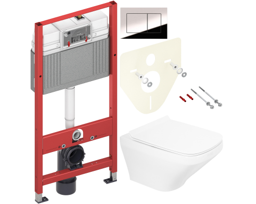 Комплект Унитаз подвесной BelBagno Sela BB3201CHR белый + Крышка BB3201SC белая + Инсталляция TECE Now 9400412 4 в 1 с кнопкой смыва Комплект Унитаз подвесной BelBagno Sela BB3201CHR белый + Крышка BB3201SC белая + Инсталляция TECE Now 9400412 4 в 1 с кнопкой смыва