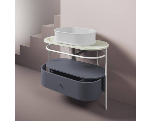 Artceram Flair 4.0 Консоль металлическая с раковиной 95x48хh75см., напольная, с выдвижным ящиком и мраморной столешницей, цвет: белый матовый. ATL002 01 00, ACA068 05, ACM038 57, TFA010 94 Artceram Flair 4.0 Консоль металлическая с раковиной 95x48хh75см., напольная, с выдвижным ящиком и мраморной столешницей, цвет: белый матовый. ATL002 01 00, ACA068 05, ACM038 57, TFA010 94