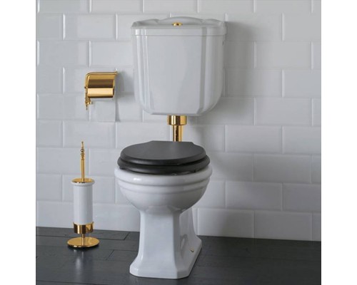 Globo Paestum Унитаз напольный 58х37,5см, слив универсальный, с низким бачком, трубой и механизмом, цвет: белый/бронза. PA114.BI,  BA009br,  PA002.BI