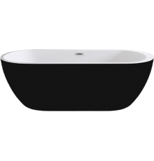 Акриловая ванна Black White Swan SB105 black 170x80 см, отдельностоящая, овальная, с каркасом, со сливом-переливом, с донным клапаном, черная