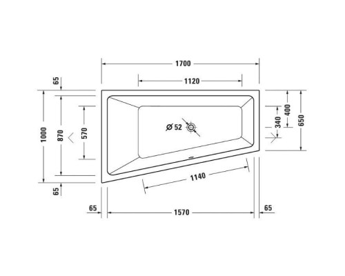 Duravit No.1 Ванна 170х100см., встраиваемая, вариант левый, цвет: белый. 700508000000