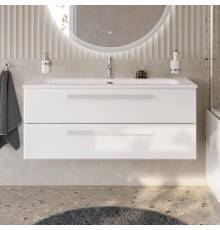 Тумба с раковиной Cezares Eco Cer-N 120, bianco lucido, раковина Eco 120, ручки сатин