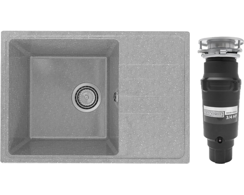 Комплект Мойка Practik PR-M 600-003 светло-серая + Измельчитель Bone Crusher BC 910-SL-Slim Line