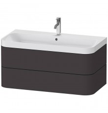 Duravit Happy D.2 Plus Тумба подвесная 97.5х49х46.8см, c-shaped с раковиной, с 1 отв., 2 ящика, выпуск и сифон в комплекте, цвет: графит суперматовый. HP4348O8080