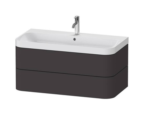 Duravit Happy D.2 Plus Тумба подвесная 97.5х49х46.8см, c-shaped с раковиной, с 1 отв., 2 ящика, выпуск и сифон в комплекте, цвет: графит суперматовый. HP4348O8080 Duravit Happy D.2 Plus Тумба подвесная 97.5х49х46.8см, c-shaped с раковиной, с 1 отв., 2 ящика, выпуск и сифон в комплекте, цвет: графит суперматовый. HP4348O8080