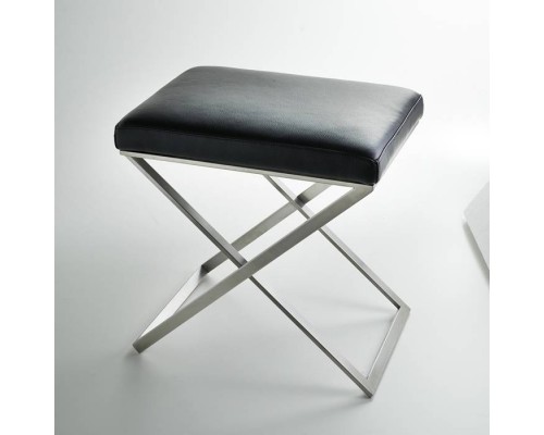 3SC LinoLone Стул с сиденьем из гладкой кожи 50хh50х36 см, цвет: черная кожа/никель сатинированный матовый. LONE/NX/02